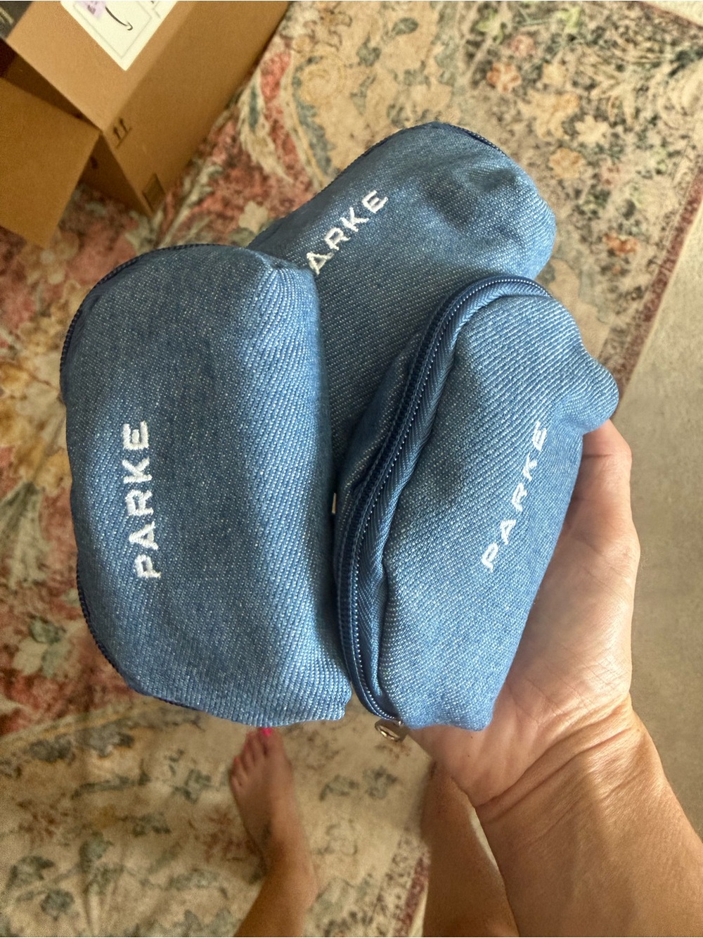 3 NEW Parke hair clips with pouches